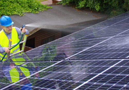 window washing & power washing squeegee squad - commercial solar panel cleaning